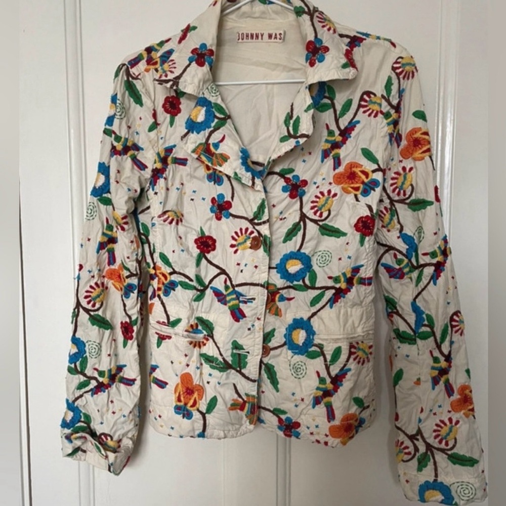 Johnny Was embroidered floral jacket blazer size small